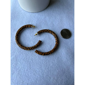 Animal Print Wooden Hoop Earrings